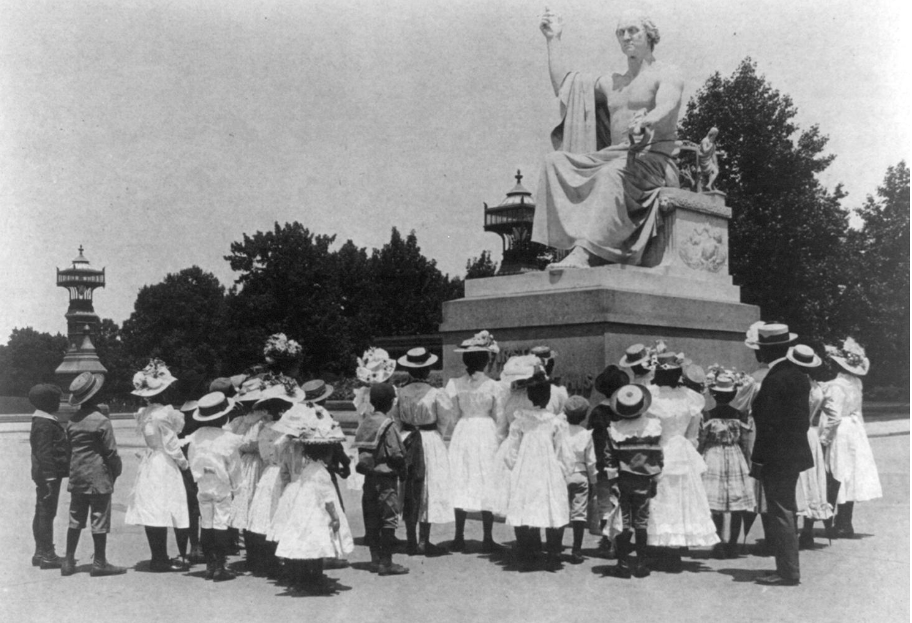 African American school children facing the Horatio Greenough statue of George Washington at the U.S. Capitol Library of Congress, used by permission cph 3a24897 //hdl.loc.gov/loc.pnp/cph.3a24897 