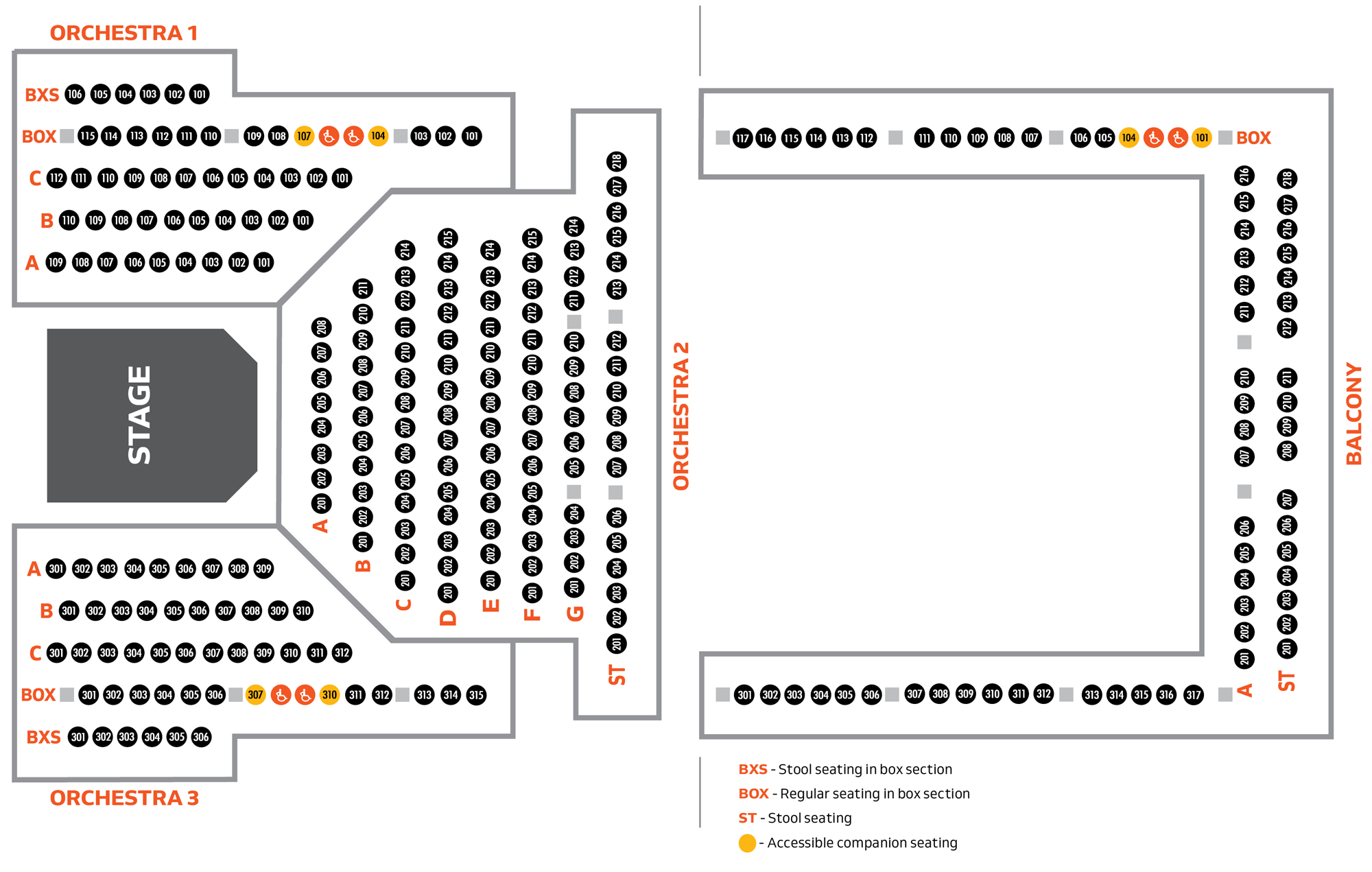 JBT seating chart for Cabaret