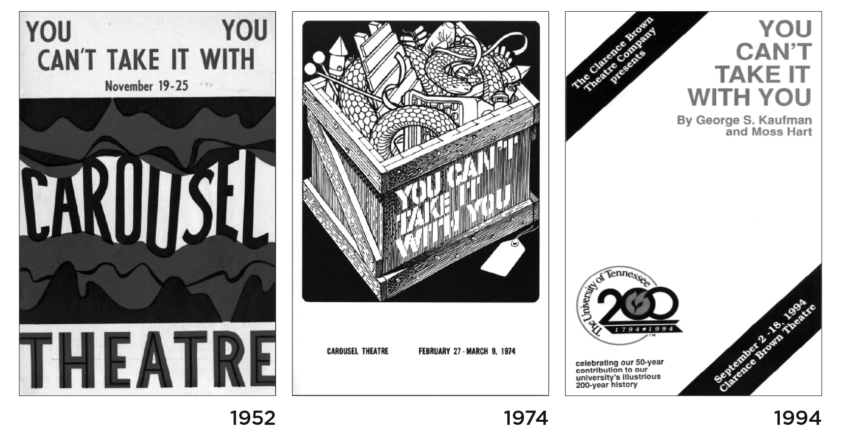 You Can't Take It With You playbill covers over the years at the CBT
